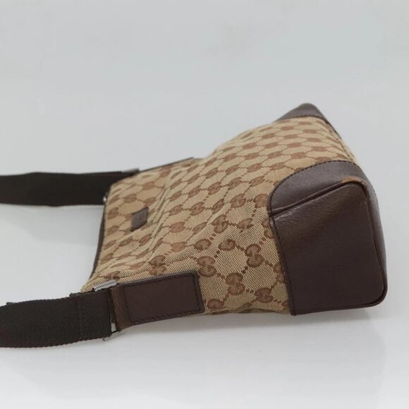 GUCCI GG Canvas Shoulder Bag Beige Silver - Picture 5 of 14